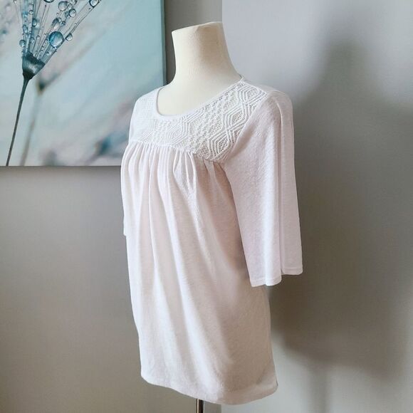Gap White Lace Linen Blend Tunic Top XS - Picture 5 of 16